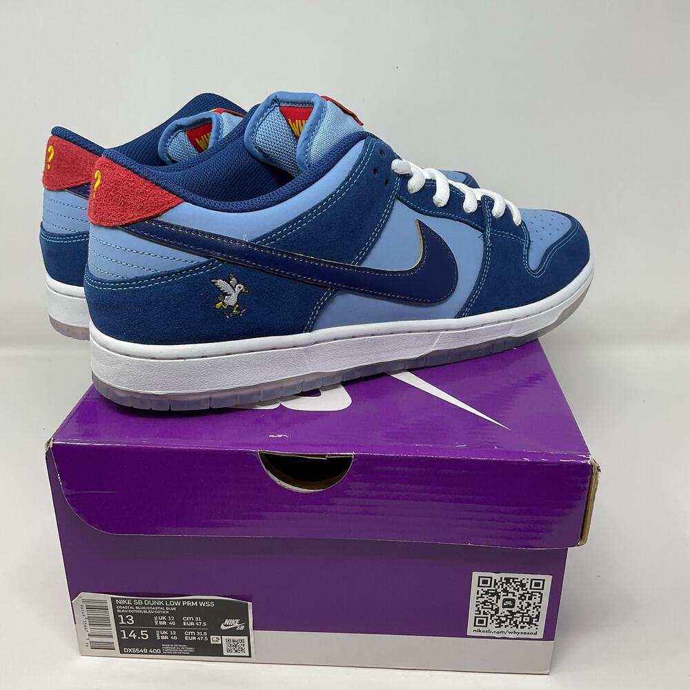 2022 Nike Sb Dunk Low Premium Why So Sad DX5549-400 Men’s size 13 Blue NEW DS - Picture 7 of 9